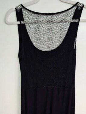 Bruno Duluc Vintage Black Maxi Dress with Mesh Back – Size Medium